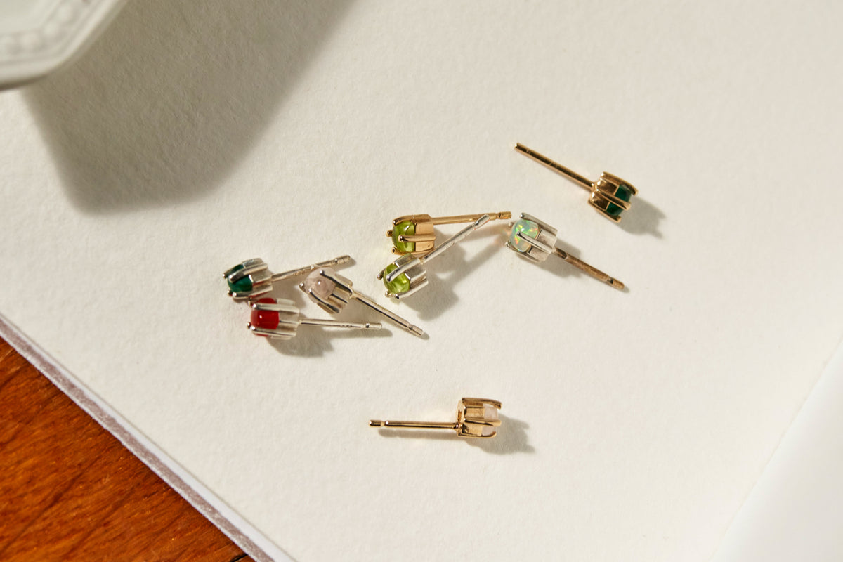 Mav Single Stone Earring in Fire Opal
