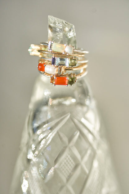 Betty Ring with Fire Opal, Freshwater Pearl & Sky Topaz
