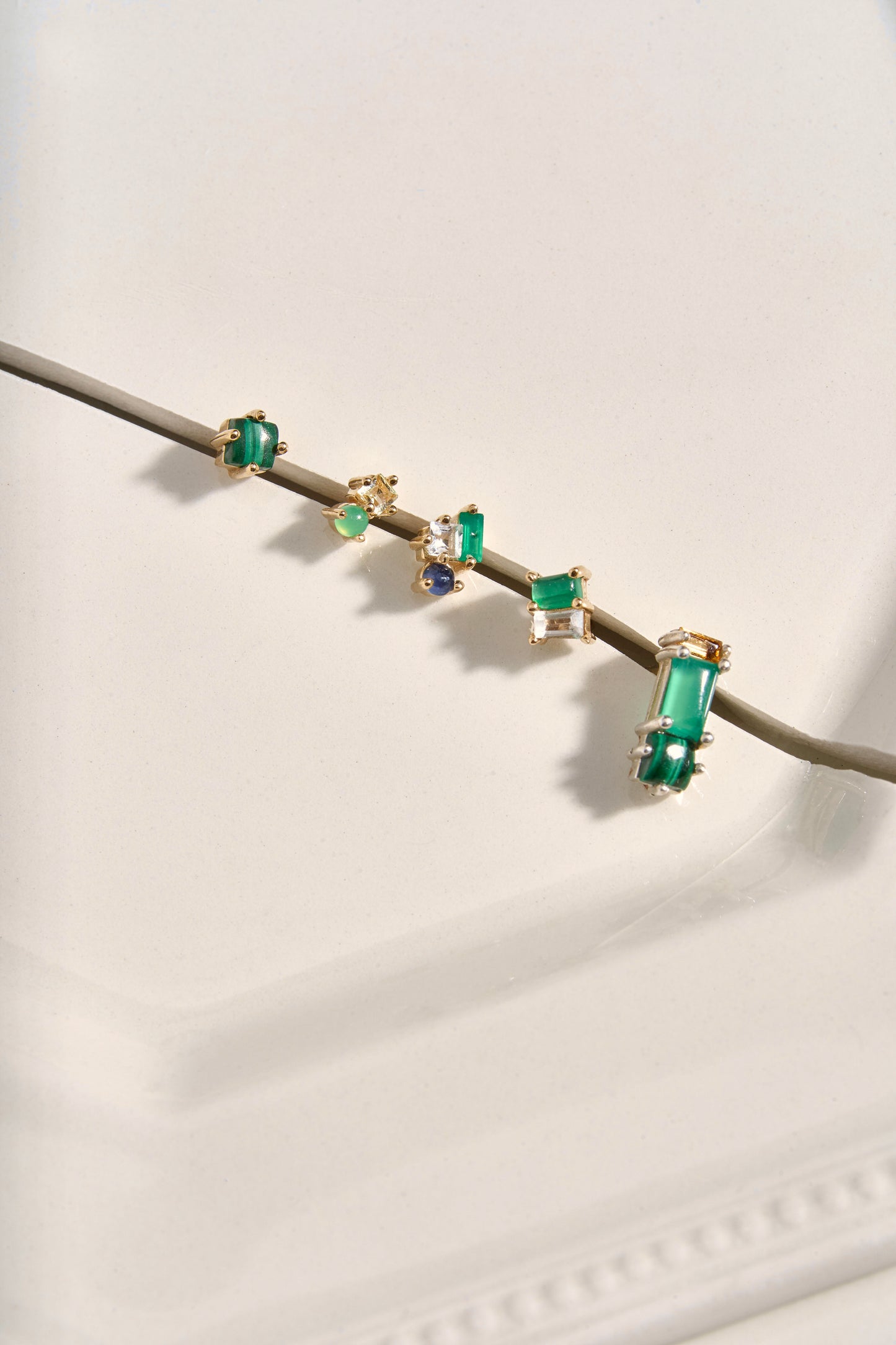 Abigail Duo Stone Earring in Lemon Quartz & Chrysoprase
