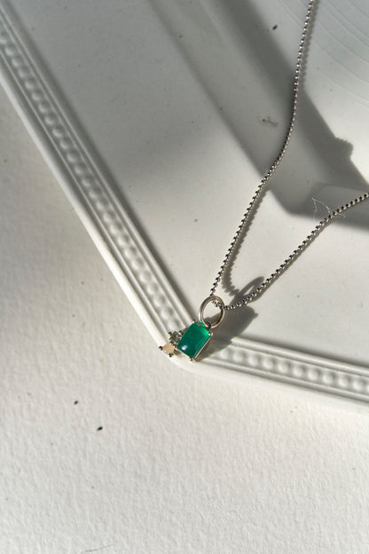 Abigail Trio Stone Pendant with Green Onyx, White Topaz & Fire Opal
