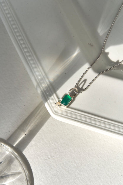 Abigail Trio Stone Pendant with Green Onyx, White Topaz & Fire Opal