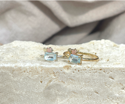 Abigail Ring with Sky Topaz, Pink & Fire Opals