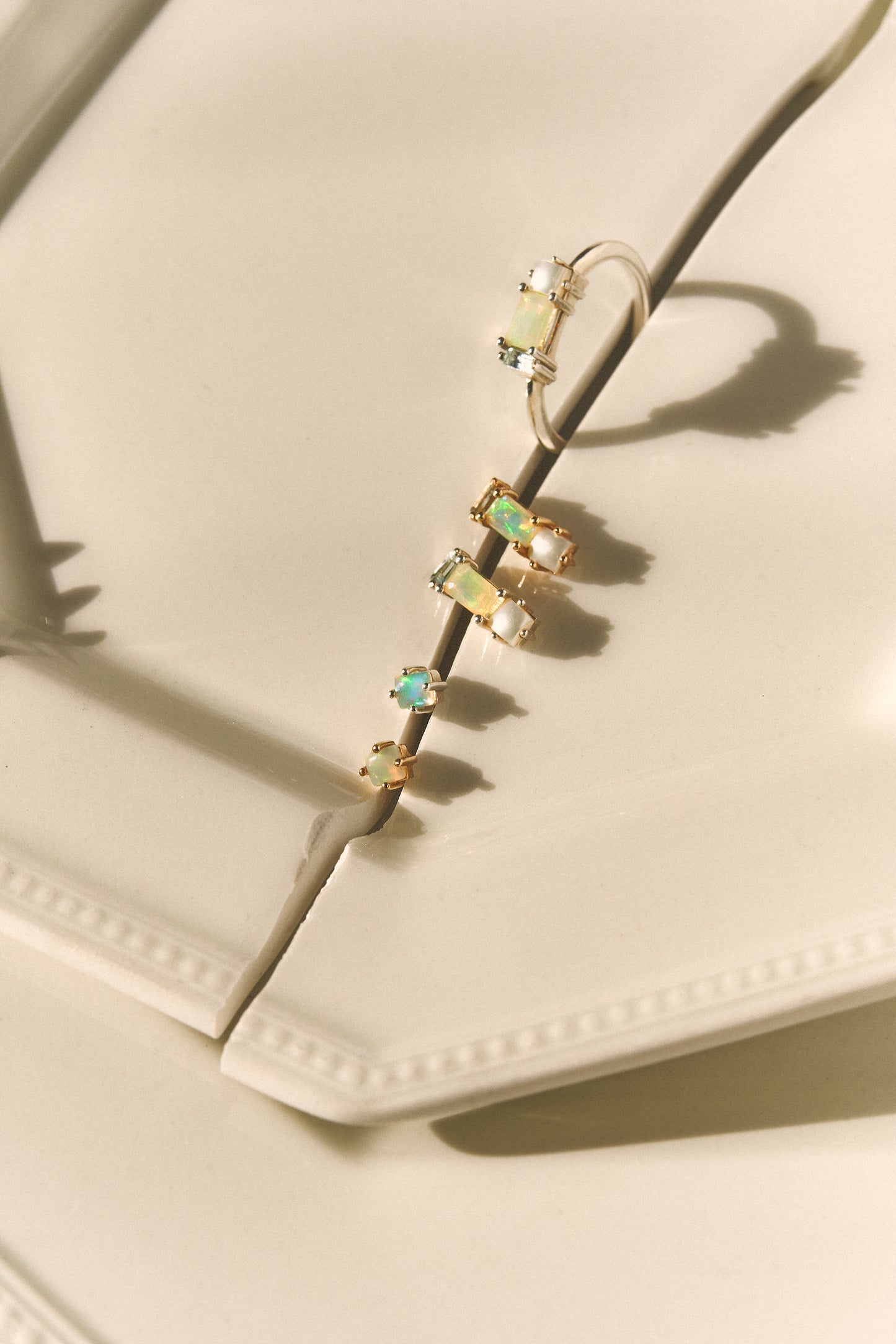 Betty Ring with Fire Opal, Freshwater Pearl & Sky Topaz