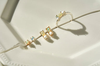 Mav Single Stone Earring in Fire Opal