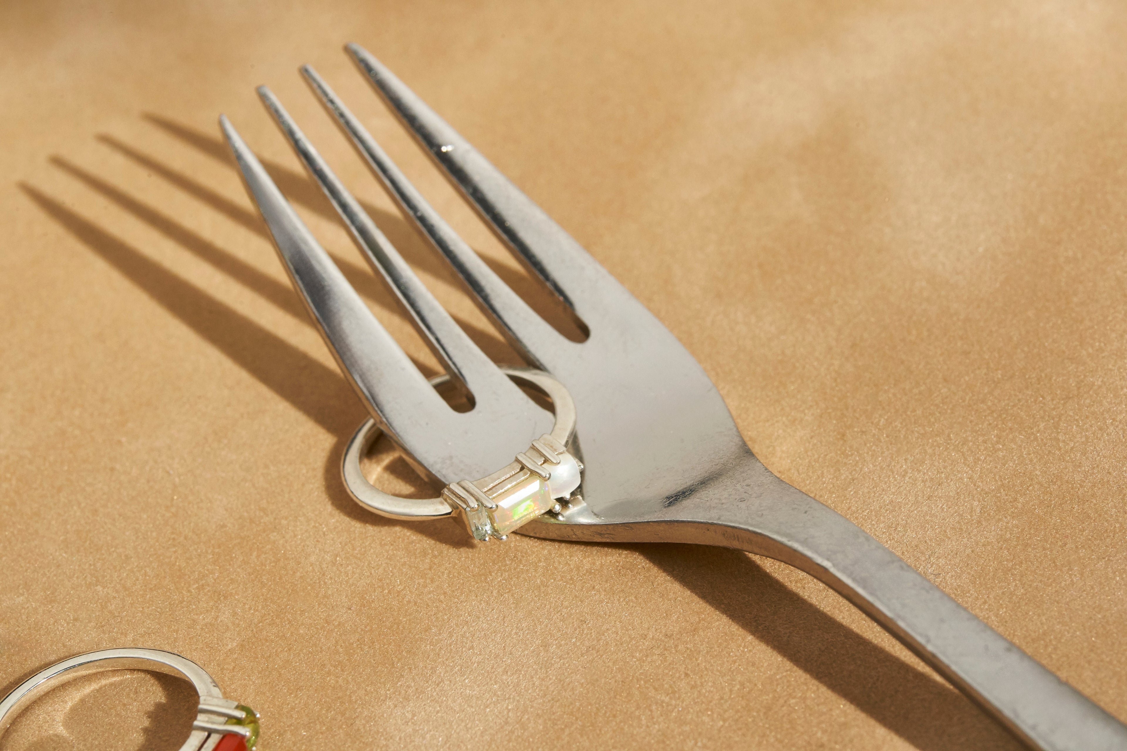 Betty Ring with Fire Opal, Freshwater Pearl & Sky Topaz