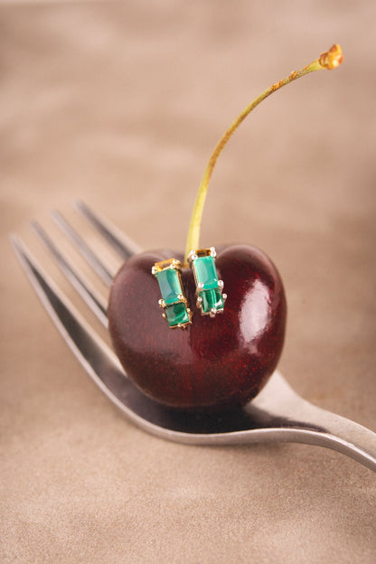 Betty Earring in Green Onyx, Malachite & Citrine