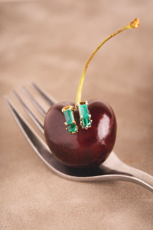 Betty Earring in Green Onyx, Malachite & Citrine