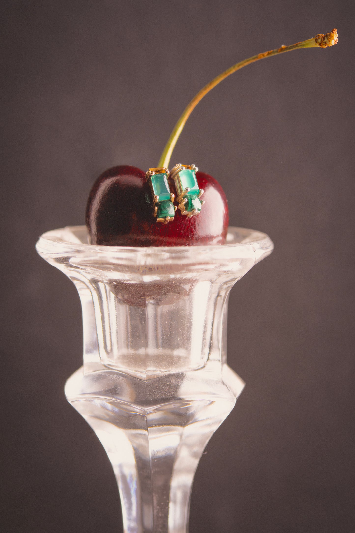 Betty Earring in Green Onyx, Malachite & Citrine