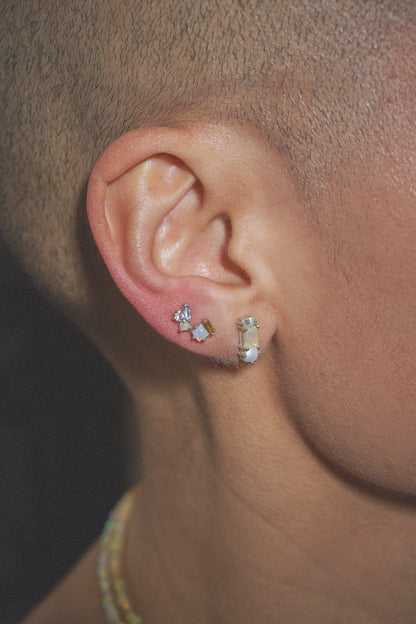 Abigail Trio Stone Earring in White Topaz & Fire Opal