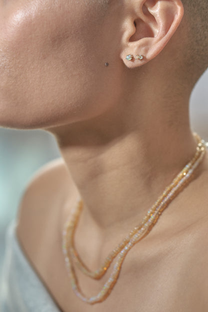 Abigail Duo Stone Earring in White Topaz & Fire Opal