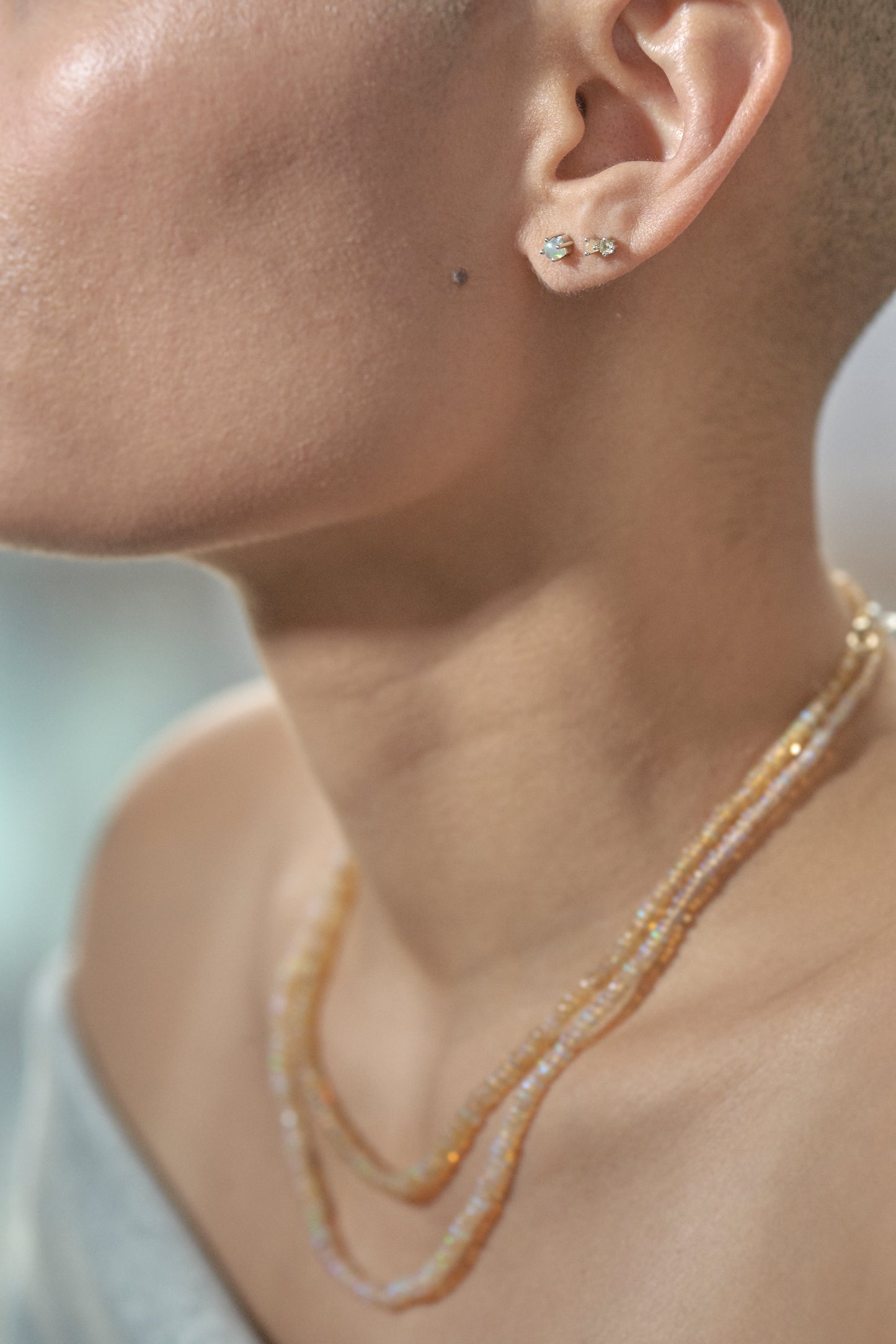 Mav Single Stone Earring in Fire Opal