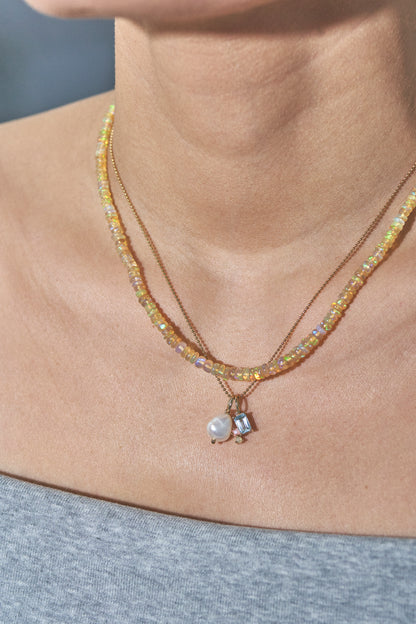 Abigail Trio Stone Pendant with Sky Blue Topaz & Opals