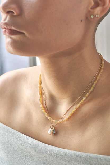 Abigail Trio Stone Pendant with Sky Blue Topaz & Opals