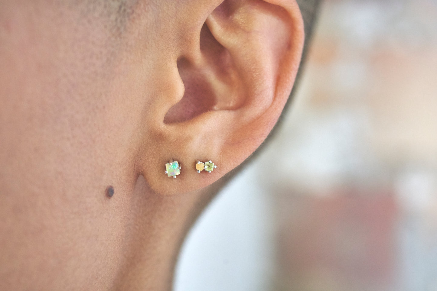 Mav Single Stone Earring in Fire Opal