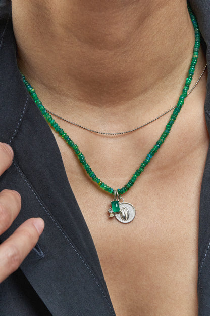 Abigail Trio Stone Pendant with Green Onyx, White Topaz & Fire Opal
