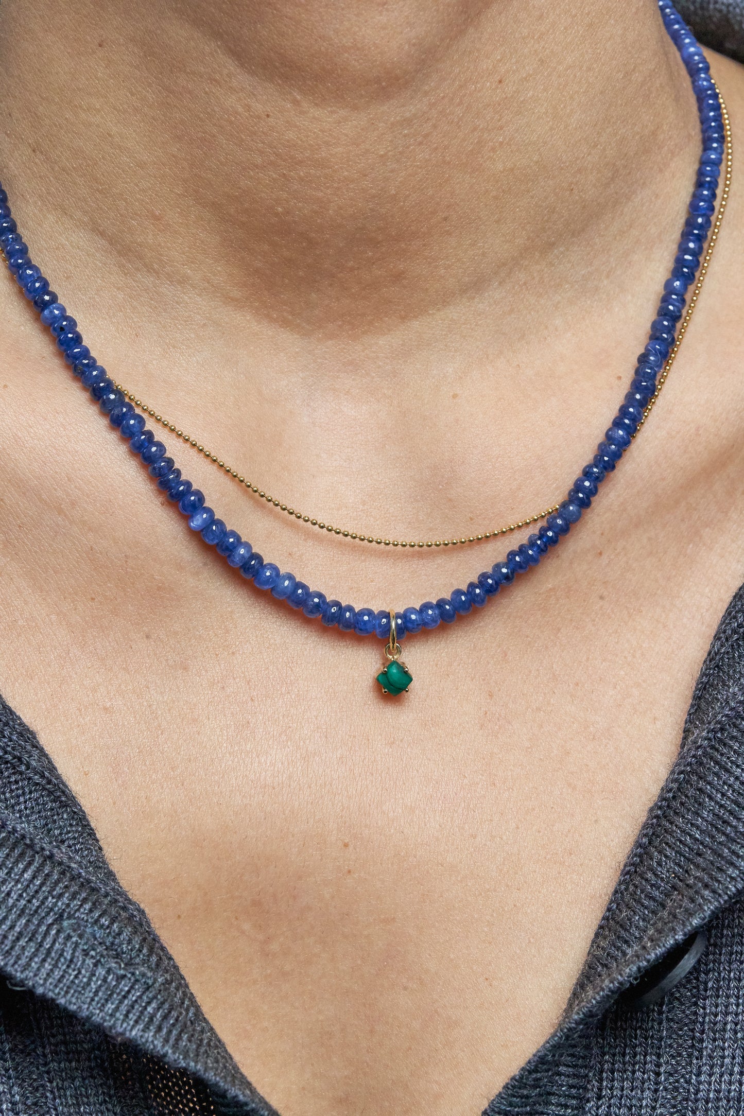 Mav Single Stone Pendant in Malachite