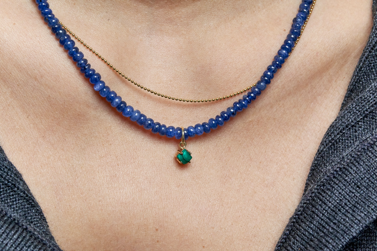 Mav Single Stone Pendant in Malachite