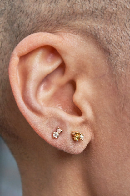 Abigail Duo Stone Earring in White Topaz & Fire Opal