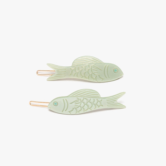 Winona Irene Jade Fish Barrette Set