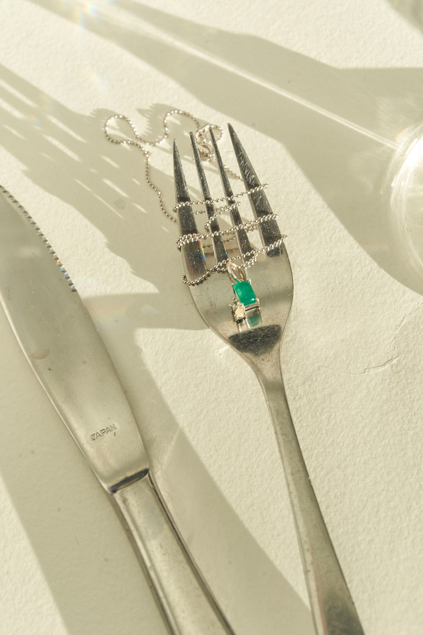 Abigail Trio Stone Pendant with Green Onyx, White Topaz & Fire Opal