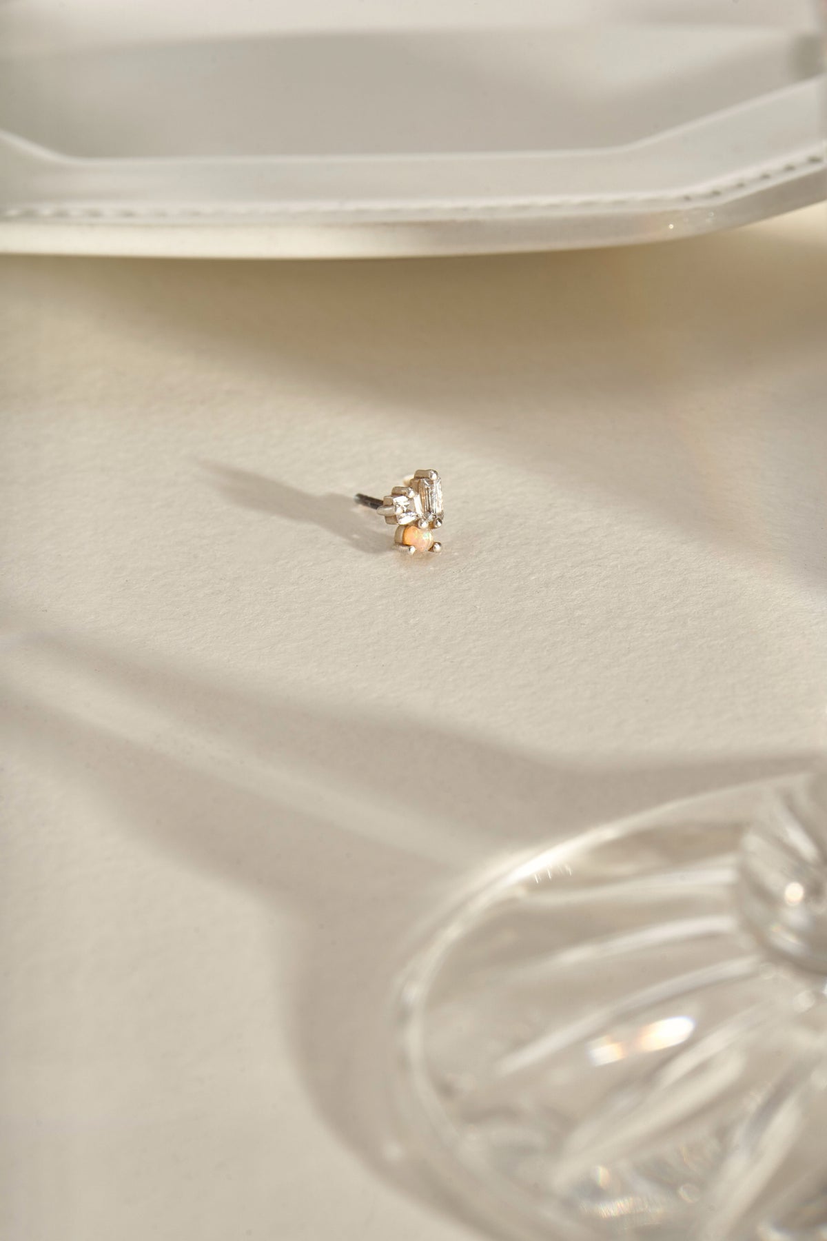 Abigail Trio Stone Earring in White Topaz & Fire Opal