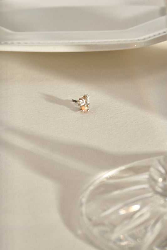 Abigail Trio Stone Earring in White Topaz & Fire Opal