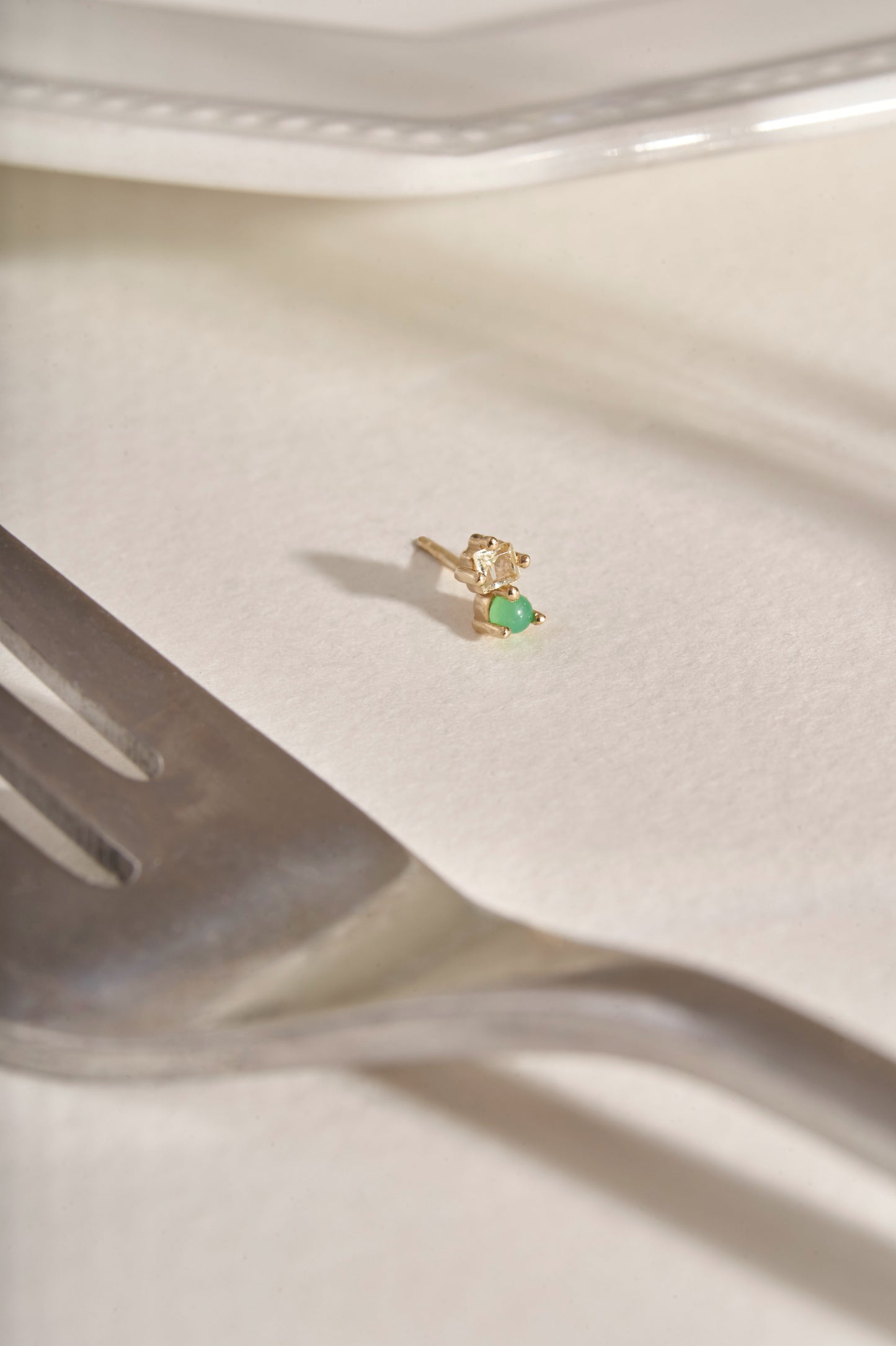 Abigail Duo Stone Earring in Lemon Quartz & Chrysoprase