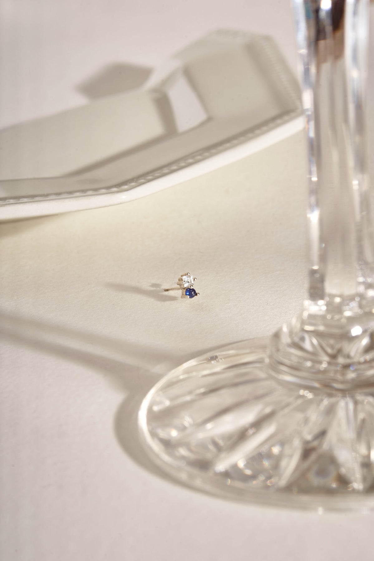 Abigail Duo Stone Earring in White Topaz & Sapphire