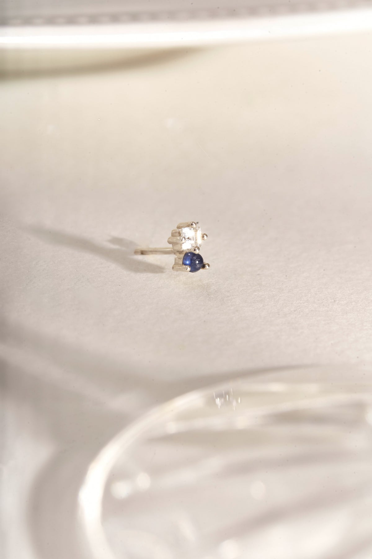 Abigail Duo Stone Earring in White Topaz & Sapphire