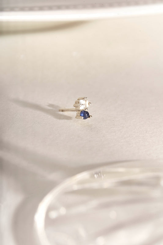 Abigail Duo Stone Earring in White Topaz & Sapphire