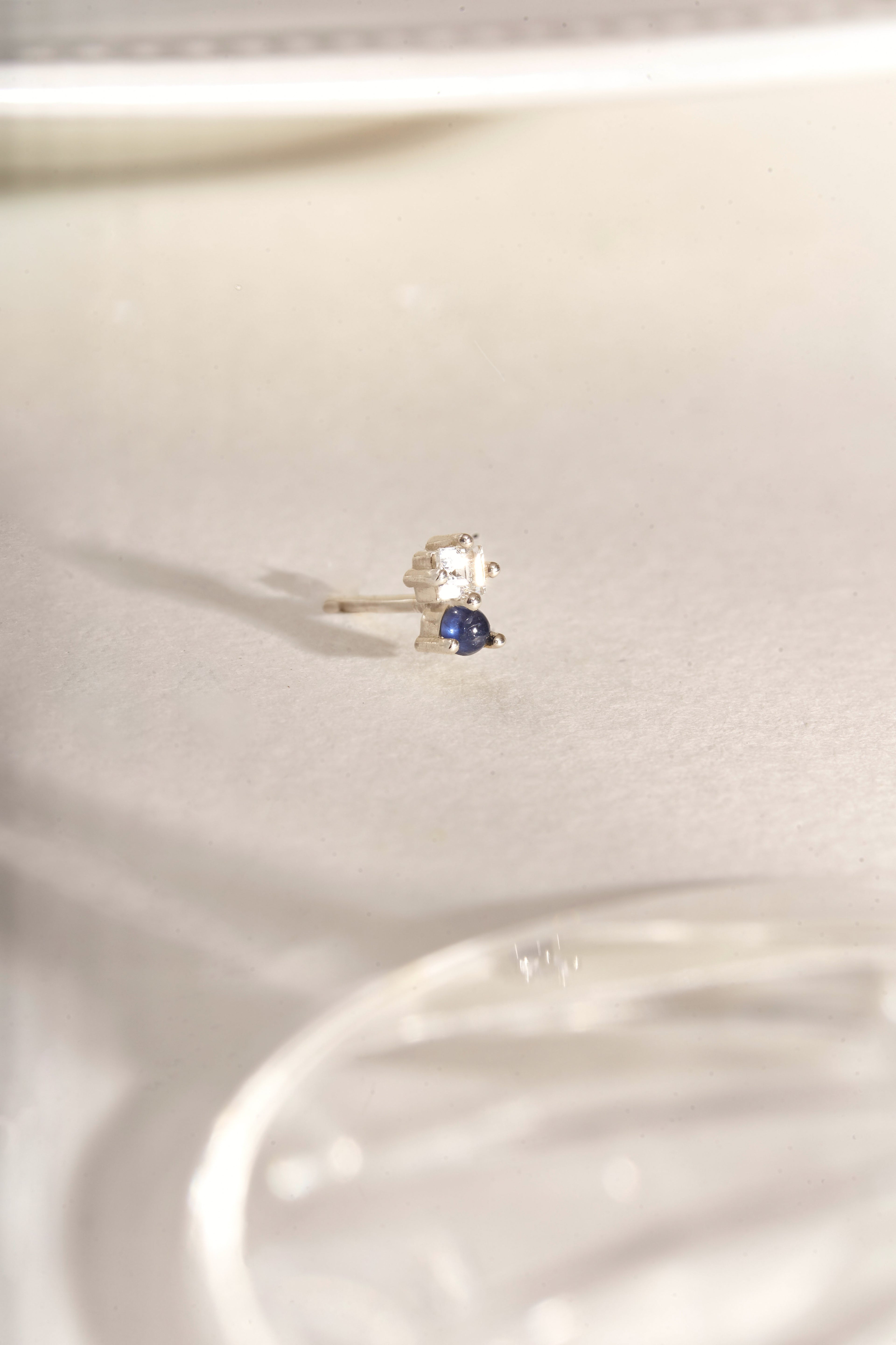 Abigail Duo Stone Earring in White Topaz & Sapphire