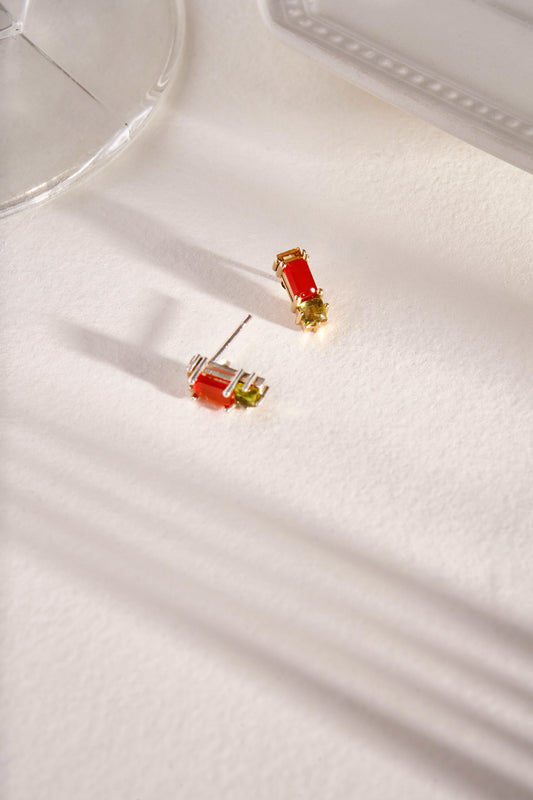 Betty Earring in Red Onyx, Peridot & Citrine