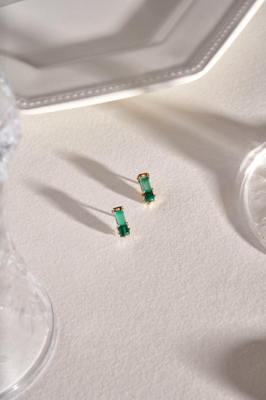 Betty Earring in Green Onyx, Malachite & Citrine