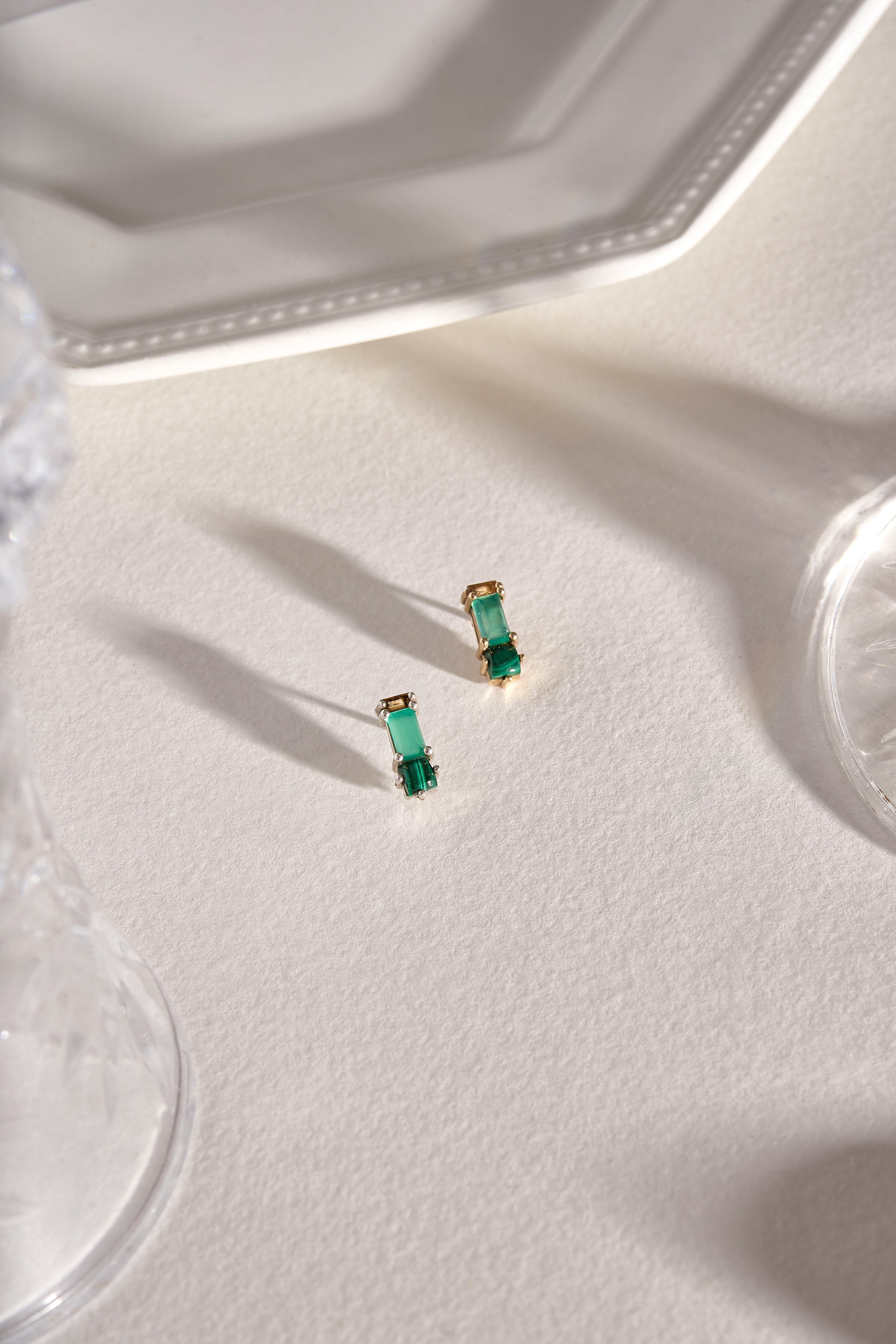 Betty Earring in Green Onyx, Malachite & Citrine