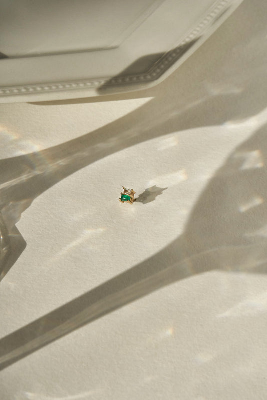 Coco Duo Stone Earring in Green Onyx & White Topaz