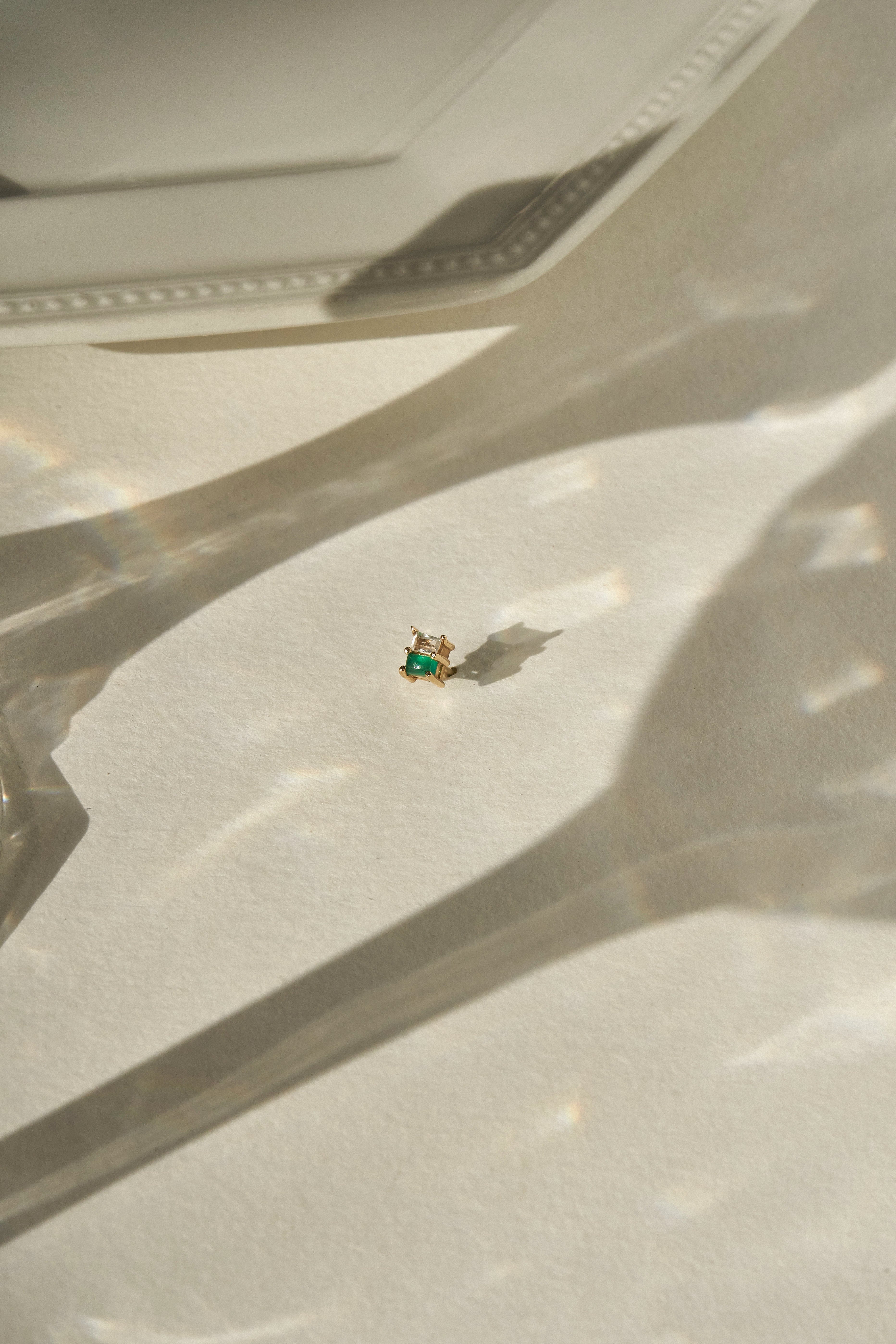 Coco Duo Stone Earring in Green Onyx & White Topaz