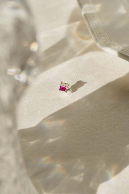 Coco Duo Stone Earring in Ruby & White Topaz
