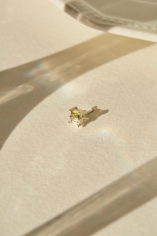 Coco Duo Stone Earring in Peridot & White Topaz