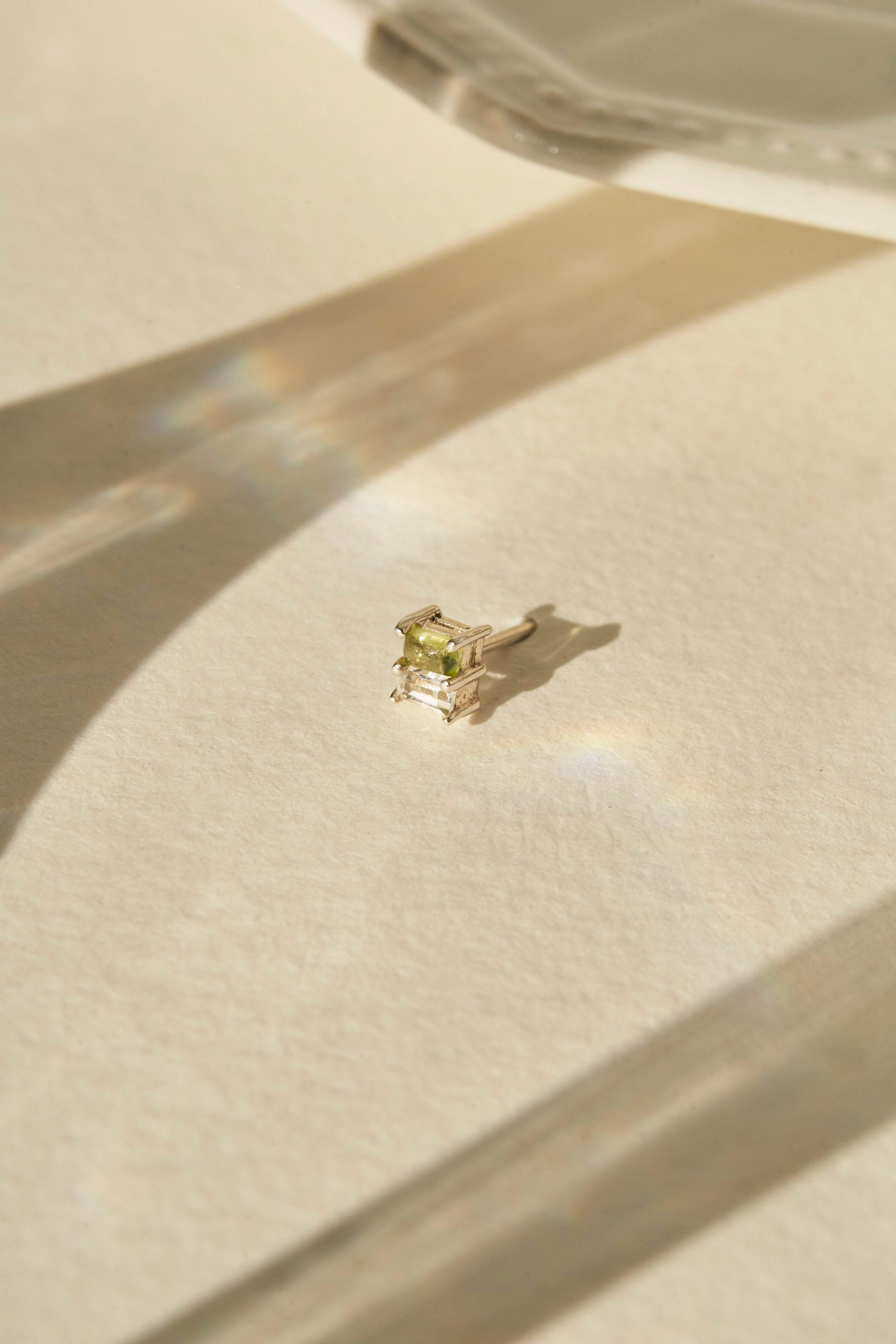 Coco Duo Stone Earring in Peridot & White Topaz
