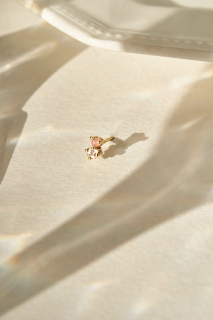 Abigail Duo Stone Earring in White Topaz & Fire Opal