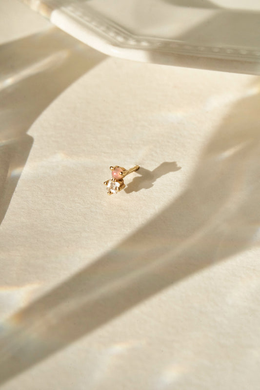 Abigail Duo Stone Earring in White Topaz & Fire Opal