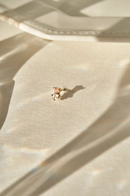 Abigail Duo Stone Earring in White Topaz & Fire Opal