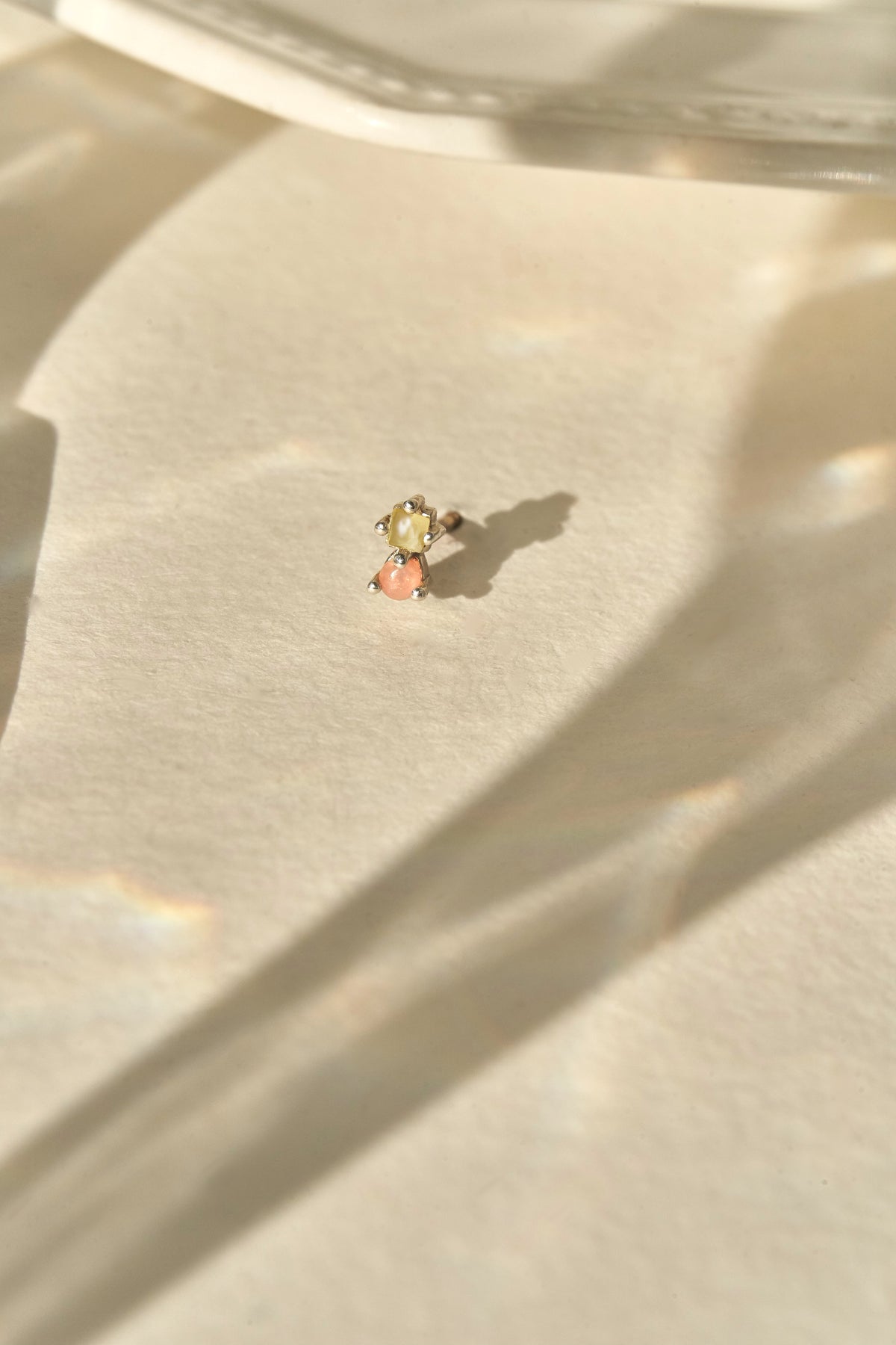 Abigail Duo Stone Earring in Peridot & Orange Moonstone