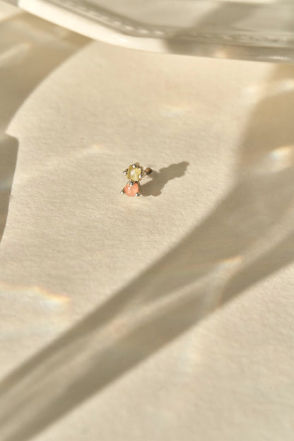 Abigail Duo Stone Earring in Peridot & Orange Moonstone