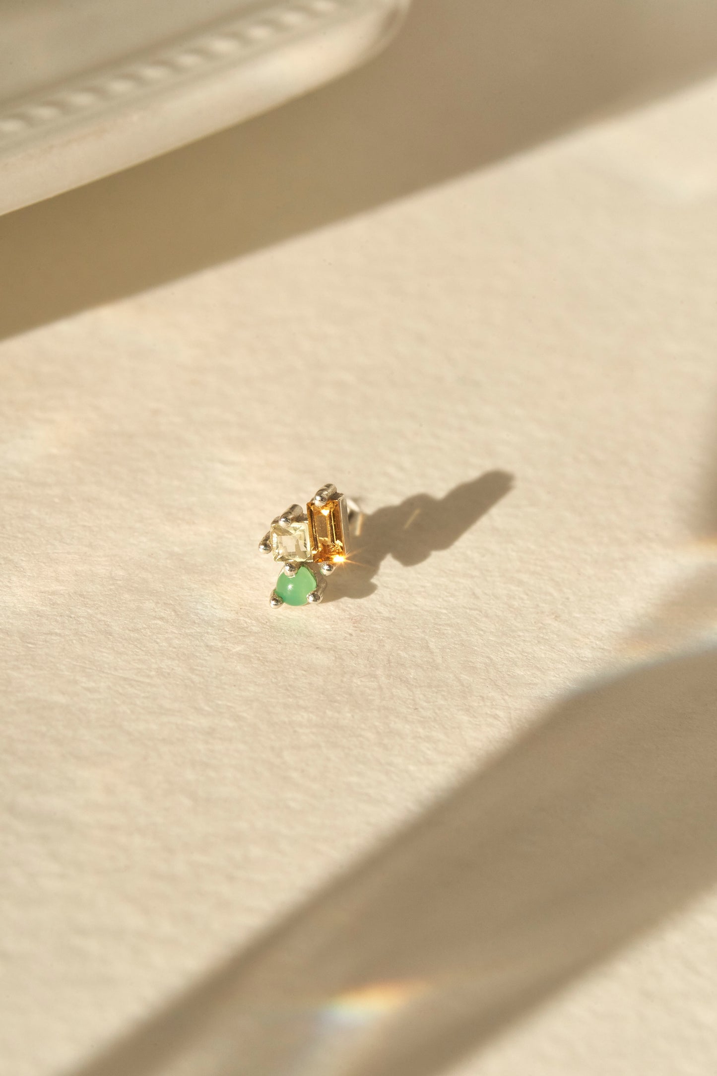 Abigail Trio Stone Earring in Lemon Quartz, Chrysoprase & Citrine