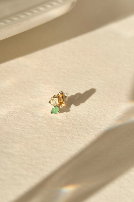 Abigail Trio Stone Earring in Lemon Quartz, Chrysoprase & Citrine